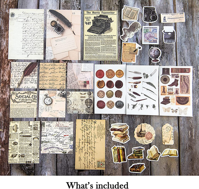 31Pcs Vintage Scrapbook kit, Book Reading Stickers for Journaling
